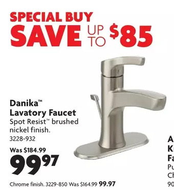 Home Hardware Danika lavatory faucet: spot resist brushed nickel finish | chrome finish offer