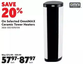 Home Hardware Omnimax ceramic tower heaters offer