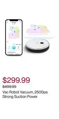 Hudson's Bay Vac robot vacuum, 2500pa strong suction power offer