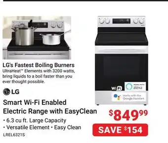 Visions Electronics Smart wi-fi enabled electric range with easyclean offer