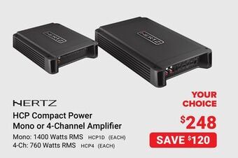 Visions Electronics Hertz hcp compact power mono or 4-channel amplifier offer