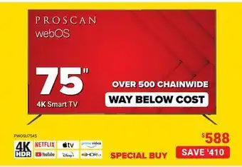 Visions Electronics Proscan web os 75" 4k smart tv offer