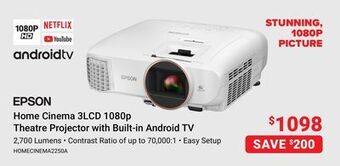 Visions Electronics Epson home cinema 3lcd 1080p theatre projector offer
