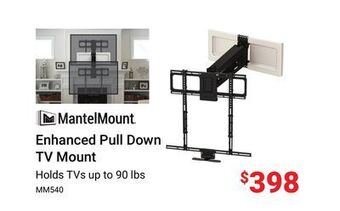 Visions Electronics Mantel mount enhanced pull down tv mount offer