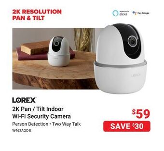 Visions Electronics Lorex 2k pan/tilt indoor wi-fi security camera offer