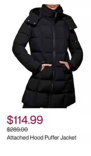 Hudson's Bay Dkny attached hood puffer jacket offer