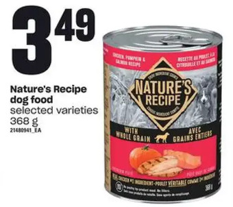 Independent Grocer Nature's recipe dog food offer