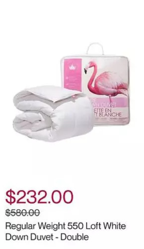 Hudson's Bay Canadian down & feather company regular weight 550 loft white down duvet - double offer