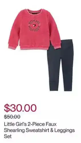 Hudson's Bay Tommy hilfiger little girl's 2-piece faux shearling sweatshirt & leggings set offer