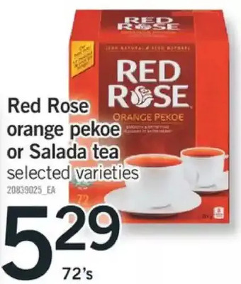 Fortinos Red rose orange pekoe or salada tea offer