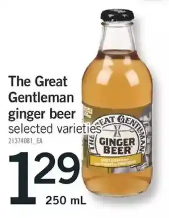 Fortinos The great gentleman ginger beer offer