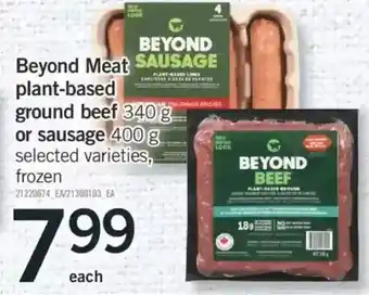 Fortinos Beyond meat plant-based ground beef or sausage offer
