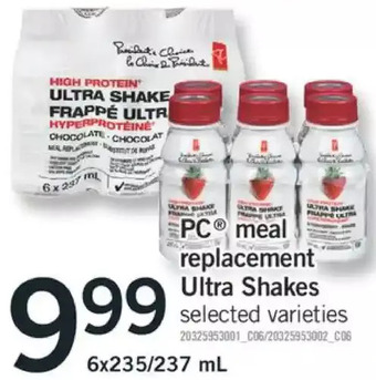Fortinos Pc meal replacement ultra shakes offer