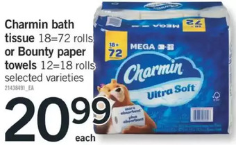 Fortinos Charmin bath tissue or bounty paper towels offer