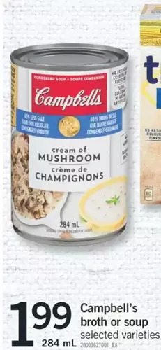 Fortinos Campbell's broth or soup offer