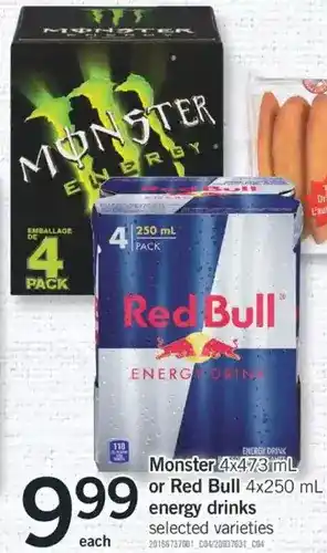 Fortinos Monster or red bull energy drinks offer