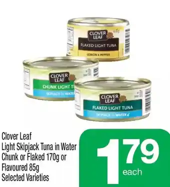 Highland Farms Clover leaf light skipjack tuna in water chunk or flaked or flavoured offer