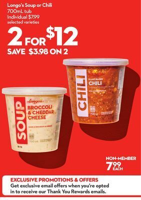 Longo's Longo's soup or chili offer