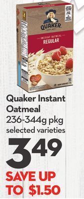 Longo's Quaker instant oatmeal offer