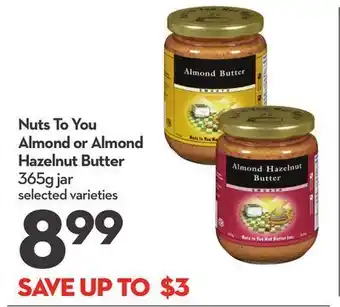 Longo's Nuts to you almond or almond hazelnut butter offer