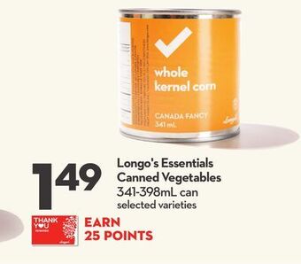 Longo's Longo's essentials canned vegetables offer