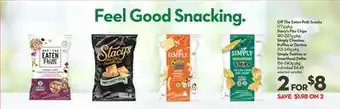 Longo's Off the eaten path snacks 177g pkg, stacy's pita chips 180-227g pkg, simply cheetos, ruffles or doritos 213-241g pkg simply t offer