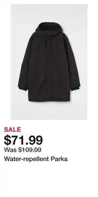 H&M Water-repellent parka offer