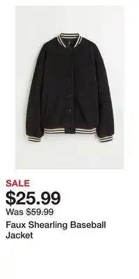 H&M Faux shearling baseball jacket offer