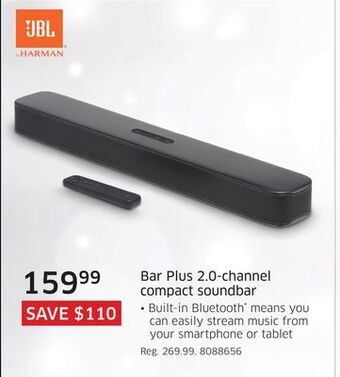 The Source Jbl bar plus 2.0-channel compact soundbar offer