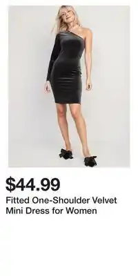 Old Navy Fitted one-shoulder velvet mini dress for women offer