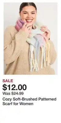 Old Navy Cozy soft-brushed patterned scarf for women offer