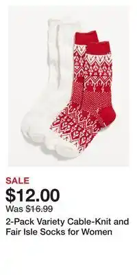 Old Navy 2-pack variety cable-knit and fair isle socks for women offer