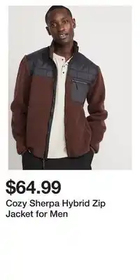 Old Navy Cozy sherpa hybrid zip jacket for men offer