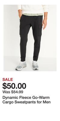 Old Navy Dynamic fleece go-warm cargo sweatpants for men offer