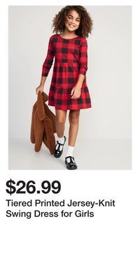 Old Navy Tiered printed jersey-knit swing dress for girls offer