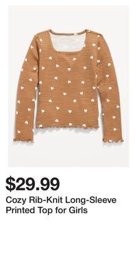 Old Navy Cozy rib-knit long-sleeve printed top for girls offer