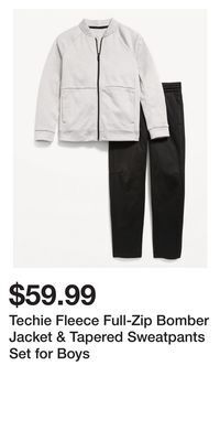 Old Navy Techie fleece full-zip bomber jacket & tapered sweatpants set for boys offer