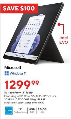Staples Microsoft surface pro 9 13" tablet offer