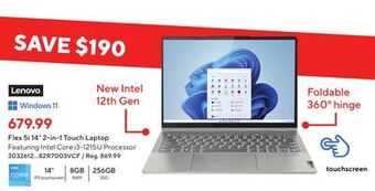 Staples Lenovo flex 5i 14" 2 in -1 touch laptop offer