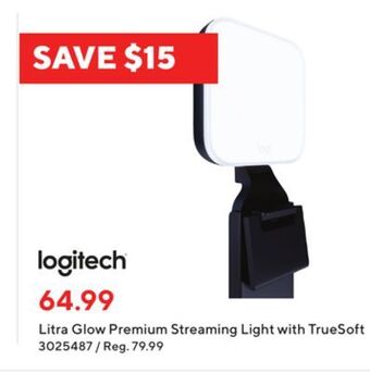 Staples Logitech litra glow premium streaming light with truesoft offer