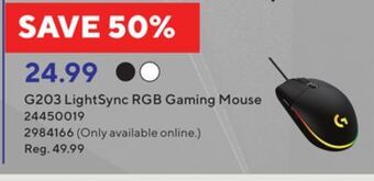 Staples Logitech g203 lightsync rgb gaming mouse offer