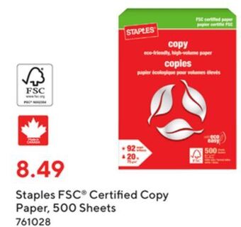 Staples Staples fsc® certified copy paper, 500 sheets offer