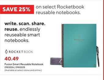Staples Rocketbook fusion smart reusable notebook offer