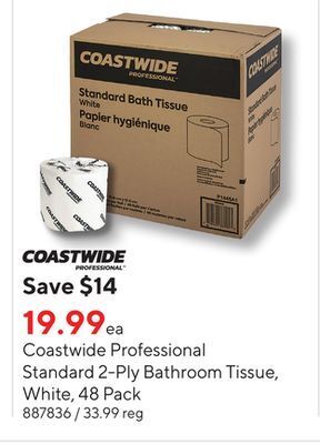 Staples Coastwide professional standard 2-ply bathroom tissue, white, 48 pack offer