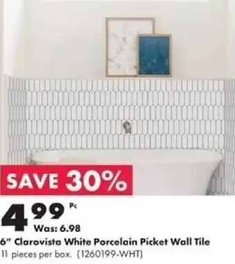 Kent 6" Clarovista White Porcelain Picket Wall Tile offer