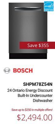 Canadian Appliance Source Bosch 24 ontario energy discount built-in undercounter dishwasher offer