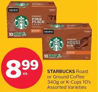 Rexall Starbucks roast or ground coffee or k-cups offer