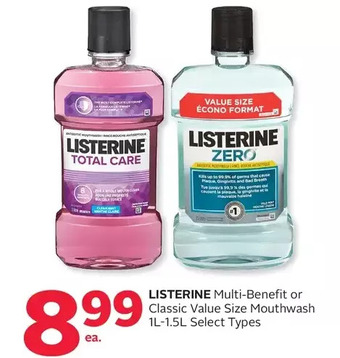 Rexall Listerine multi-benefit or classic value size mouthwash offer