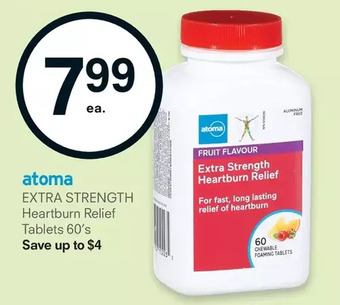 Guardian Pharmacy Atoma extra strength heartburn relief tablets offer