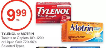 Remedy's RX Tylenol or motrin tablets or caplets or liquid gels offer